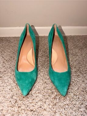 Teal Women's Pointed-Toe Suede Pumps